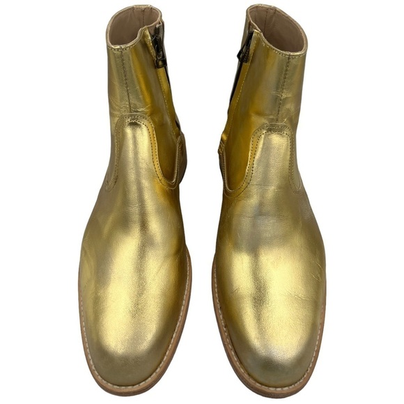NWOT George Esquivel Boswell Chelsea Boot Zip-Up Gold Leather 10.5 - Picture 4 of 13